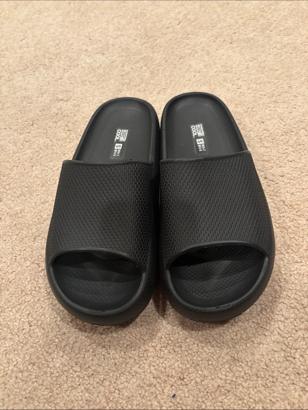 Black Slide Sandals - Simple Mesh Upper